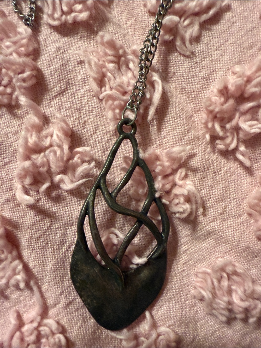 Silver-Tone Leaf Pendant Necklace - Layered Chain